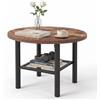 RELAX4LIFE Tavolino Salotto Rotondo a Due Livelli, 60x60x42 cm (Marrone) | Tavolino da Salotto da Divano e da Caffè, Finitura Legno Struttura Acciaio, Stile Industriale Salvaspazio Portata 100KG+20KG