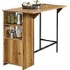 SoBuy Tavolo Alto da Cucina, piano estensibile & 2 ripiani, 120x95x45-63cm | Tavolo da Bar Moderno con armadio & piano +18 cm, portata 75 kg, compatto, PB/acciaio, per cucina & soggiorno & bar, FWT98-PF