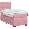 vidaXL Letto a molle, con materasso con testiera, rosa, 90 x 200 cm, in velluto, per camera da letto, design moderno, in velluto, testiera regolabile, materasso a rigidità media, per un sonno