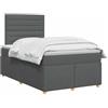 vidaXL Letto box spring con materasso Grigio Scuro 120 x 190 cm