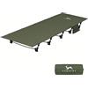 TOMOUNT Lettino da campeggio ultraleggero, pieghevole, in alluminio, 190 x 70 cm, compatto, portatile, facile da costruire, per campeggio, escursioni, viaggi, spiaggia, colore - Verde
