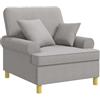 vidaXL Poltrona XL con Cuscini Grigio Nuvola Tessuto