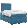 vidaXL Letto box spring con materasso Blu 120 x 200 cm Velluto