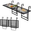 GIANTEX Set di 2 Tavolini da Balcone Pieghevoli, 121 x 41 x 60-80 cm | Tavolo da Ringhiera in Metallo con Ampio Ripiano, 5 Livelli di Regolazione in Altezza, Tavolo Sospeso Richiudibile