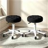XUEGW Sgabello rotondo con ruote, altezza regolabile, rivestimento in pelle PU Sgabello girevole da disegno SPA Sgabelli da salone Sedia da ufficio piccola (Nero,Confezione da 2)
