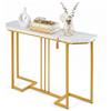 RELAX4LIFE Consolle con Piano di Appoggio in Finto Marmo, 110x30x91cm | Tavolo Consolle con Struttura in Metallo Dorato, Tavolino Ingresso Moderno per Corridoio e Soggiorno, Max 40kg