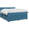 vidaXL Letto box spring con materasso Blu 140 x 190 cm Velluto