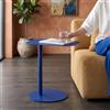 [en.casa] Tavolino Laterale da Divano Tavolino in Metallo uso Esterno e Interno Tavolo Consolle con Piano di Appoggio Trapezoidale - Blu Scuro