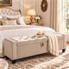 Clevich Velluto Cassapanca Contenitore 122cm, Pouf Contenitore, Marrone | Panca Imbottita Poggiapiedi con Coperchio Ribaltabile e Piedini, Baule-seduta per Soggiorno, Camera da Letto e Ingresso