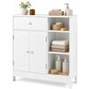LIFEZEAL Mobile Bagno, in Legno, Mobiletto Bagno Salvaspazio, con Cassetto, 75 x 30 x 80 cm, Armadio Basso a 2 Ante con Ripiano Regolabile e 3 Scomparti, Armadietto Dipensa per Soggiorno (bianco)