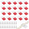 ANOMM 20PZ Clip per Strisce LED, Clip Trasparenti Luce di Striscia, Rosso | Autoadesivo con il Supporto di Montaggio Delle Viti, per 10MM Larghezza IP30/65 Strip Lights