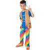 dressforfun Costume da Bambino - Boy Peacemaker | T-shirt Bella e Comoda | Vivaci Pantaloni a Zampa D'elefante | Incl. Gilet e Graziosa Fascia per Capelli Hippie (7-8 anni | No. 300907)