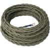 Amarcords - Cavo elettrico tessile colore SALVIA trecciato lino 1 metro a 2 conduttori 2x075 - Filo rivestito in tessuto colorato vintage per lampade lampadari applique e abat jour.