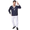 dressforfun Costume da uomo marinaio | Bella casacca da marinaio | Pantaloncini corti abbinati | Fantastico cappello incluso (XL | No. 301536)