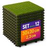 MOHOME Piastrelle Erba Sintetica Esterno Interno Set da 12 Prato Artificiale Incastro Drenaggio Acqua 30 x 30 x 2,3 cm Realistico Pavimento Morbido Terrazza Patio Giardino Balcone Bordo Piscina