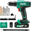 DCA Trapano Avvitatore a Batteria 20V, 40 Nm, Mandrino 10 mm, Kit 25 pz | 18+1 posizioni, batteria da 2,0 Ah e caricabatterie inclusi, kit completo per forare e avvitare in casa, officina e fai da te