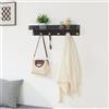 [en.casa] Appendiabiti da Parete in Metallo con Mensola e Bordo Traforato Attaccapanni da Muro con 6 Ganci Porta Abiti per Ingresso Corridoio 60 x 14 x 12 cm Nero