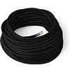 Amarcords - Cavo elettrico tessile colore NERO tondo juta 1 metro con messa a terra 3x075mm - Filo rivestito in tessuto colorato vintage per lampade lampadari applique e abat jour.