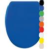 Sanilo Sedile WC con chiusura ammortizzata e sgancio rapido, il coperchio del WC può essere rimosso con la semplice pressione di un pulsante, facile montaggio dall'alto (Azzurro)