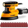 DEKOPRO Levigatrice di Precisione per Legno: DEKOPRO 180W Multifunzione Levigatrice Mouse Elettrica 13000 RPM, 15PCS Carte Abrasive - per Levigare, Lucidare e Rimuovere in Falegnameria e DIY Giallo e Nero