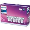 PHILIPS LED Faretto con attacco GU10, Confezione da 6 | Luce bianca fredda, Equivalente 50 W, Non dimmerabile, Durata fino a 15 anni, Risparmio energetico fino al 90%