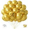 ZENO Balloons Palloncini, Set da 50 in Lattice 30 CM, Nastro e Catena | Compleanno e Feste Eleganti, Utilizzabili con Aria o Elio Resistenti, Ideali per Matrimoni e Perfetti - Oro
