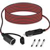 URAQT 3.3M Prolunga per Accendisigari Auto, Cavo di Prolunga per Accendisigari, 12V/24V 17 AWG Cavo Prolungas Accendisigaris Auto con 15A Fusibile per la Maggior Parte dei Prodotti Elettronici