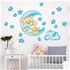 kina Adesivo Murale Bambini Tessuto Ecologico Anallergico Riposizionabile | R00318, Decorazione Parete, Cameretta, Asilo Nido, Effetto Carezza, Grafica Orsetto, 80x30 cm