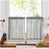 TOPICK Tenda Cucina Tende Corte Piccole 2 Pannelli 90Lx60A cm Grigio chiaro | tenda da bistrot, porta finestra, balcone, stile country, roulotte, corte, semi-trasparenti, rustiche, soggiorno, doccia