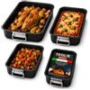Avilia 4 Teglie da Forno Antiaderenti Acciaio al Carbonio, Made in Italy | Set teglie forno 20, 25, 30 e 35 cm per pizza, torte e lasagne, bordo rialzato, lavabili in lavastoviglie, nero