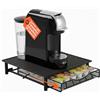Avilia Porta Cialde Caffe con Cassetto, Porta Capsule Sotto Macchina Caffe | Cassetto porta capsule in acciaio nero 39 x 35 x 7,5 cm per capsule Ø 54 mm, con tappetino antiscivolo