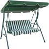 Il Gruppone Passione Casa IlGruppone Dondolo da Giardino 3 Posti con Tetto Parasole Regolabile Reclinabile Impermeabile Struttura in Acciaio 173x109x157 Cm Bianco Verde Seduta Ammortizzata - Verde Righe