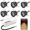 DYKUWEY Set di 6 Faretti Led da Incasso per Cartongesso,2W Mini Faretti Led Soffitto,IP65 12V Faretto LED Ultrasottili 19mm,foro 25-28mm,faretti led Per Luci Cucina Bagno (Nero Bianco Caldo 3000K)