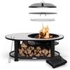 blumfeldt Merano Circolo L Braciere da Giardino - 3-in-1 Braciere da Esterno, Barbecue & Tavolo, Telaio in Acciaio, Piano in Terrazzo, Include Griglia, Attizzatoio, Parascintille & Coperchio, 122 cm