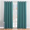 PONY DANCE Tenda Oscurante ad Anelli per Cameretta Bambini 2 Pezzi | L140 x A220 cm, Sea Teal, Termiche Isolanti Caldo e Freddo, per Soggiorno, OEKO-TEX, Blackout Curtains, Privacy, Anti-UV