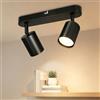 Dehobo Nero Faretti LED Soffitto 2 Faretti, Plafoniera LED Soffitto GU10 | Faretto LED Interno Orientabile a 350° Plafoniere da Soffitto per Cucina Soggiorno, Faretti da Soffitto Non Incluse Lampadine