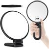 MIYADIVA Specchio ingrandimento 30X con maniglia - Specchio per il trucco a doppia faccia (1X/30X), Pieghevole e portatile per un trucco preciso in movimento - Nero opaco