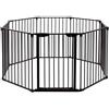 COSTWAY Recinto per Cani da Interno ed Esterno, Nero | Recinzione per Animali Domestici con 8 Pannelli in Metallo, Box per Cani e Gatti, 65 x 75 cm