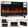 KAMINIO® Marlon PRO 36 Camino elettrico da incasso, parete o appoggio | 3 in 1 caminetto elettrico decorativo, termocamino con effetto fuoco LED in 12 colori, timer, termostato e telecomando, nero