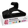 Utopia Home Grucce bambini Pack di 40 sottili salvaspazio, Nero | Grucce Bambini | Salvaspazio | Design Leggero ma Resistente | Per Cappotti, Giacche e Vestiti | 40 Pezzi