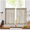 TOPICK Tenda Cucina Tende Corte Piccole Marrone 65Lx75A cm 2 Pannelli | tenda da bistrot porta finestra balcone stile country roulotte corte semi-trasparenti rustiche soggiorno doccia per interni