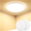 Swoieltr Plafoniera LED Soffitto 36W IP54, 3000K 4500LM Lampadario Camera da Letto | Lampadario Bagno Moderni, Plafoniera LED Senza Cornice per Bagno, Cucina, Soggiorno, Camera da Letto 2 Pezzi