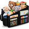 WOCVRYY Organizer per Sedile Auto con Divisorio, Tasche e Fondo Antiscivolo | Con 2 scomparti, divisorio rimovibile, tasca con cerniera, 8 tasche in rete, maniglie e fissaggio con cintura di sicurezza