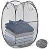 AUAUY Cestino Pieghevole con Manici, Cesto Pop-up in Rete, Grigio | Grande Porta Biancheria Sporca, 35 x 35 x58 cm, Per Bagno per la Biancheria, Camera da Letto, Dormitorio