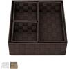 VIRSUS Cassetti Portaoggetti in Tessuto impilabili 5703, Trama intrecciata 3 Scomparti interni, misura 26x26x9,5 cm, contenitore salvaspazio, Organizer accessori bagno (Marrone) - C