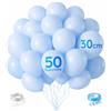 ZENO Balloons Palloncini, Set da 50 in Lattice 30 CM, Nastro e Catena | Baby Shower, Compleanno e Feste, Gonfiabili ad Aria o Elio Resistenti, Ideali per Perfetti - Azzurro Chiaro