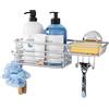 TAILI Mensola Doccia con Ventose Senza Foratura Bagno Mensola, Argento | Mensola da Doccia con Ventosa per Bagno Doccia Caddy Carrello di stoccaggio Senza Foratura Portaoggetti Organizer da Bagno