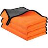 URAQT Panni Microfibra 3 Pezzi 400 GSM, 60cm * 40cm Panno Asciugatura per Auto, Moto, Casa, Parabrezza e Finestrini (Arancio Grigio)