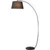 HOMCOM Lampada da Terra ad Arco Base in Metallo Ø47 x 105 x 190cm Nera | Paralume in Tessuto, Lampada a Piantana, Interruttore a Pedale