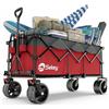 Sekey XXXL Carrello Spiaggia Ruote Grandi 300L 200KG, Carrello Pieghevole con Ruote Extra Larghe 17x10 cm a Tutti i Terreni, Brevettato Pieghevole da QUATTRO Direzioni SE4013, Grigio con Rosso